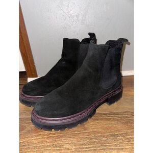 Danessa Black Leather Suede Chelsea Lug Sole Boots- Made in Portugal  Size 39/ 8